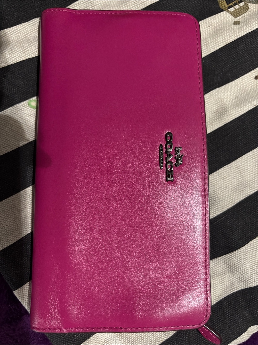 Coach Pink Zip-Around Leather Wallet